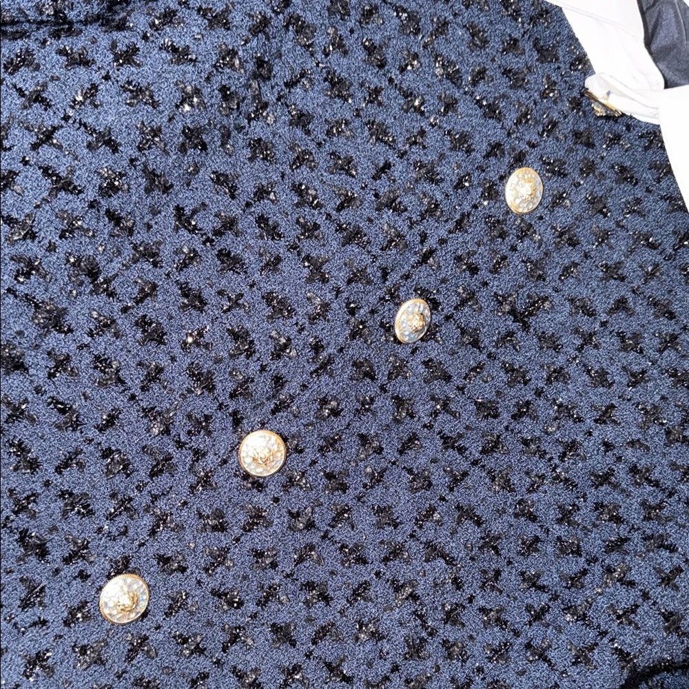 Navy Blue Textured Two-Piece Set - Picture 2 of 7